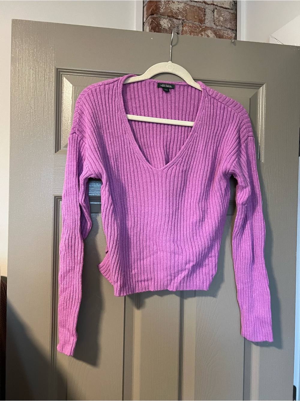wild fable Purple Ribbed V-Neck Sweater